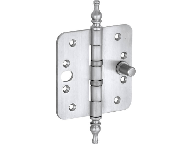 Veiligheidskogellagerscharnier Mat Chroom Vaasknop 89x89mm SKG3, met ronde hoeken