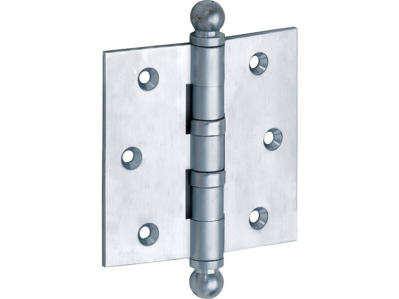 Kogellagerscharnier Mat chroom Bolknop 89x89mm Met rechte hoek
