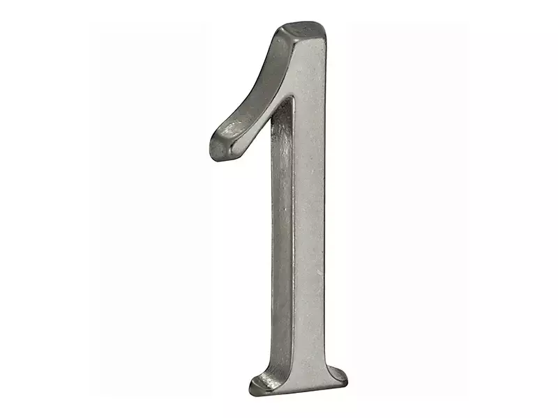 Huisnummer Antiek mat chroom Cijfer 1 Roman 50mm