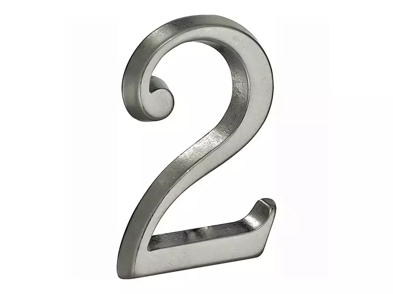 Huisnummer Antiek mat chroom Cijfer 2 Roman 50mm