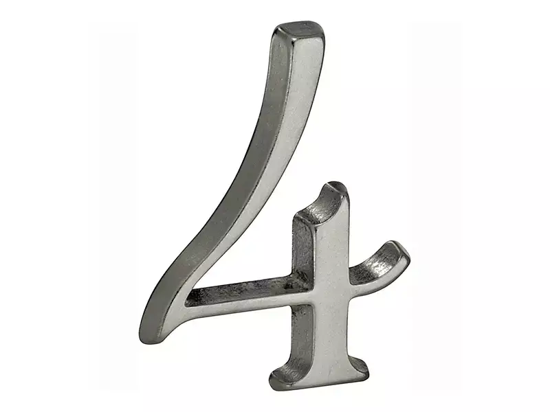 Huisnummer Antiek mat chroom Cijfer 4 Roman 50mm