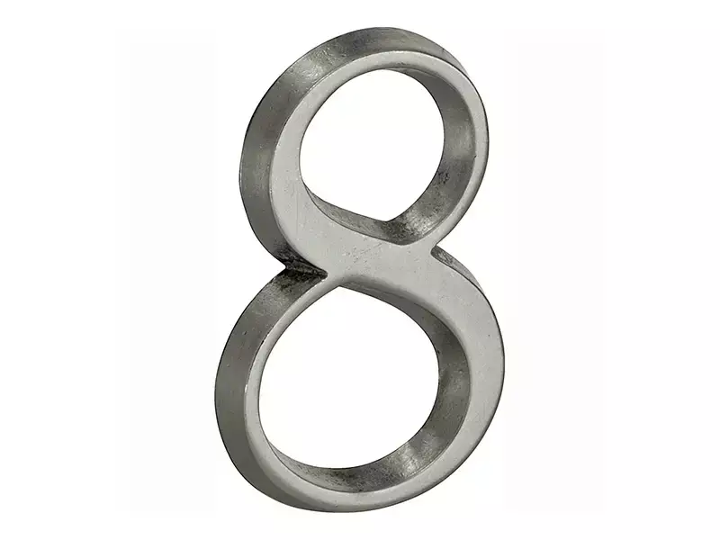 Huisnummer Antiek mat chroom Cijfer 8 Roman 50mm