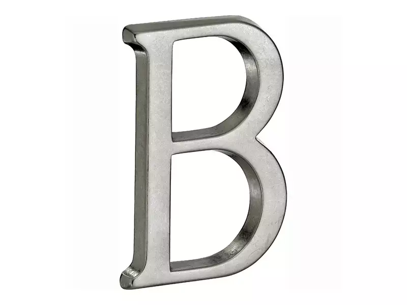 Huisletter Antiek mat chroom Letter B Roman 50mm