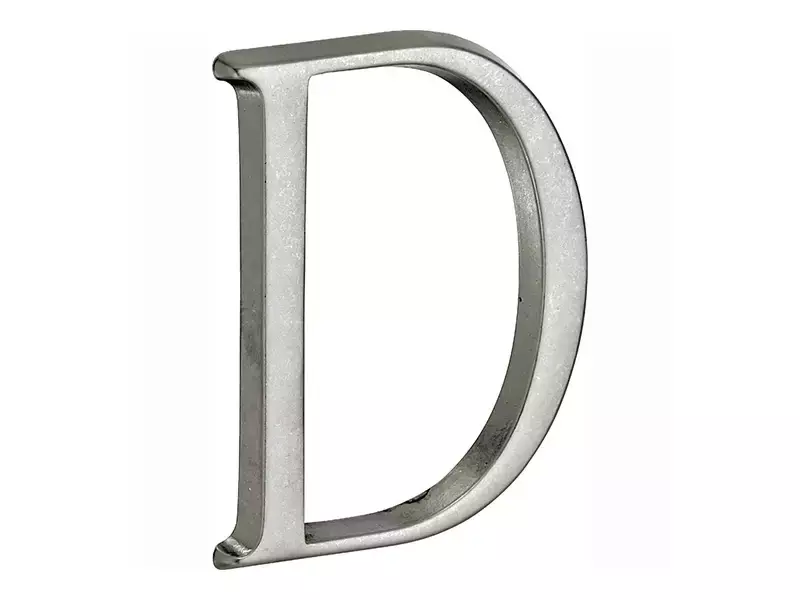 Huisletter Antiek mat chroom Letter D Roman 50mm