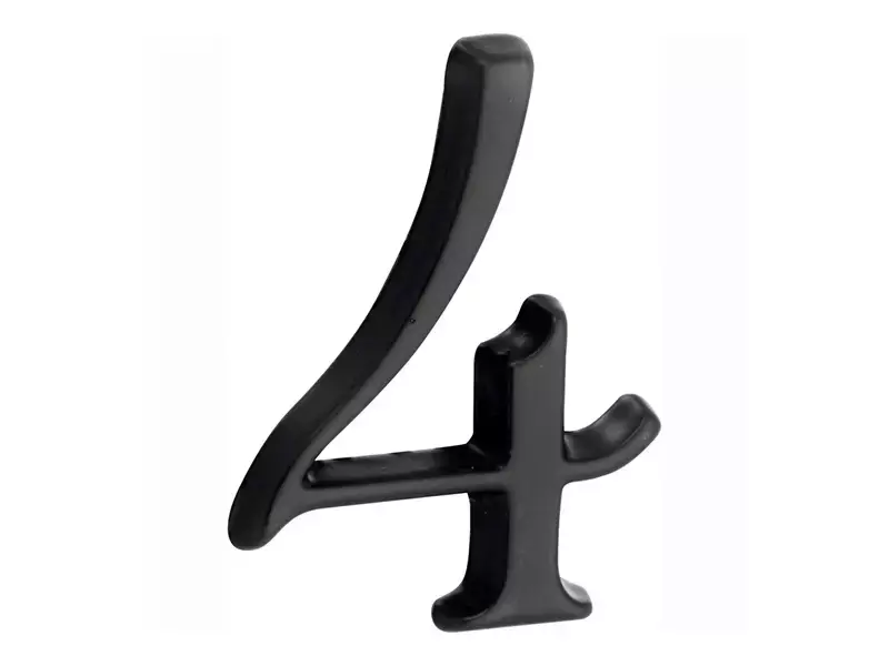 Huisnummer Zwart Cijfer 4 Roman 50mm