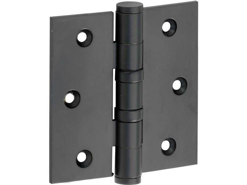 Kogellagerscharnier Zwart Platkop 76x76mm Met rechte hoek