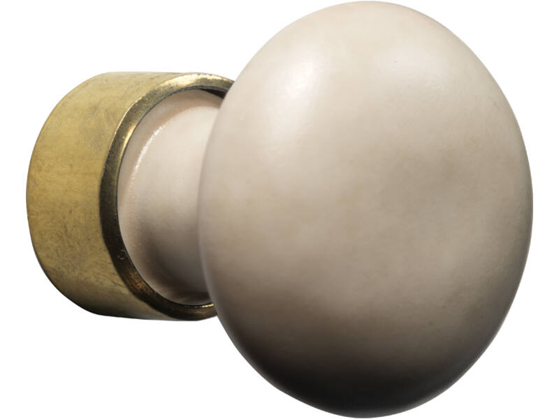 Meubelknop Porselein Paddenstoel 30mm Messing/camee mat