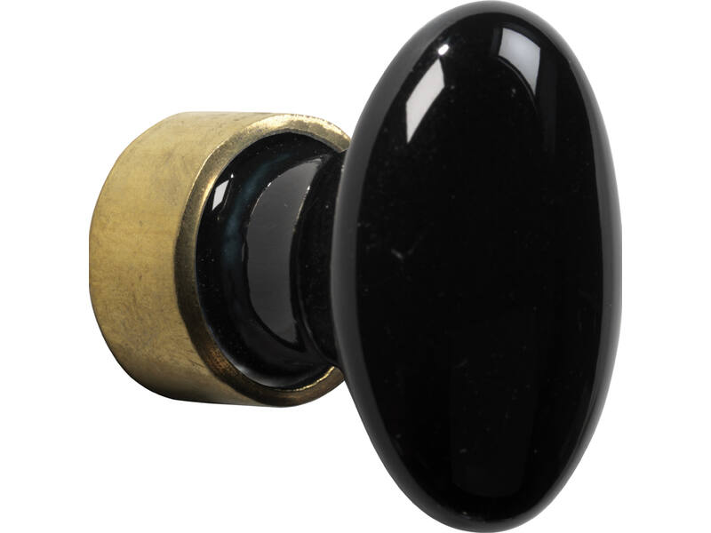 Meubelknop Porselein Ovaal 42mm Zwart/Messing