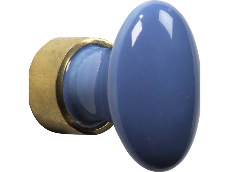 Meubelknop Porselein Ovaal 30mm Blauw