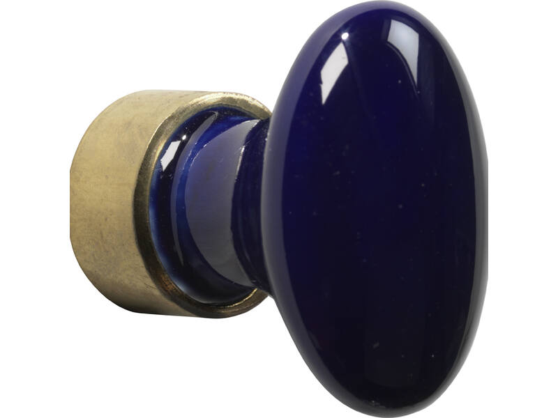 Meubelknop Porselein Ovaal 30mm kobalt Blauw