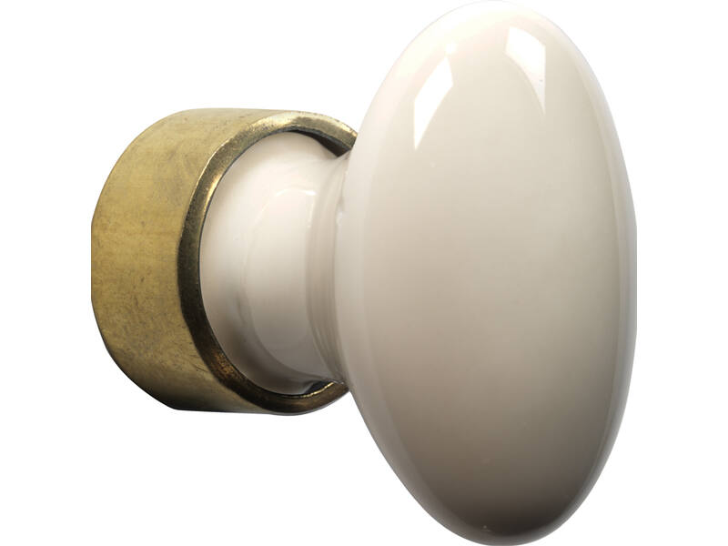 Meubelknop Porselein Ovaal 33mm Messing/camee