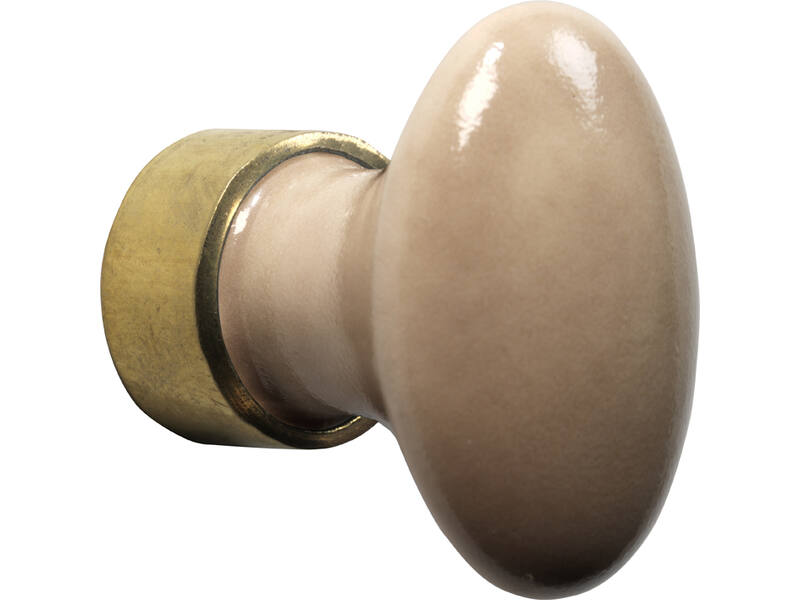 Meubelknop Porselein Ovaal 33mm Messing/camee mat