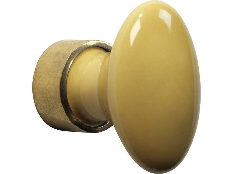 Meubelknop Porselein Ovaal 30mm mosterd Geel