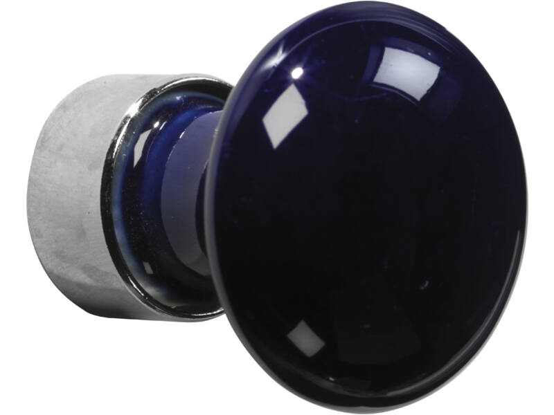 Meubelknop Porselein Paddenstoel 30mm Nikkel/blauw