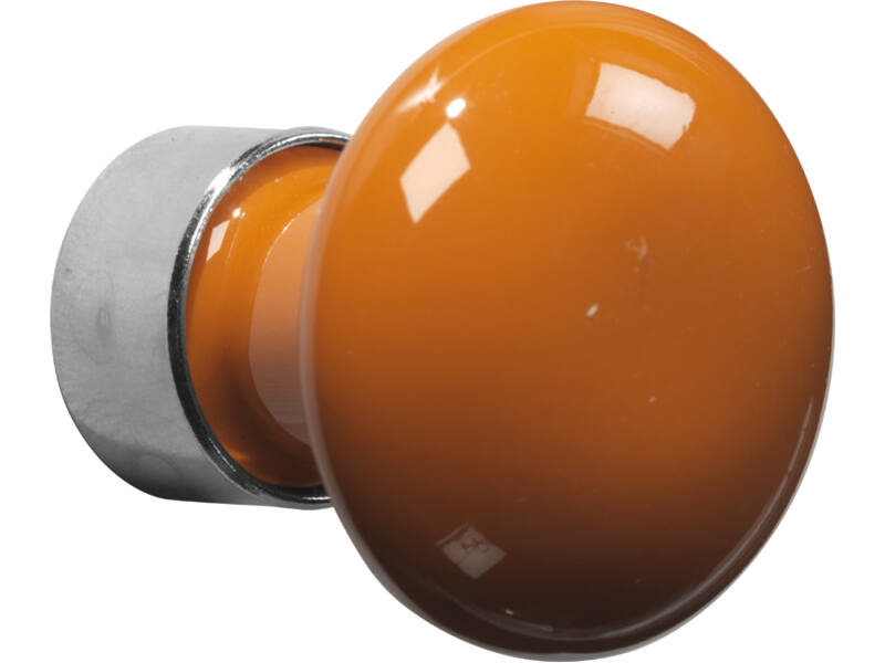 Meubelknop Porselein Paddenstoel 30mm Nikkel/oranje