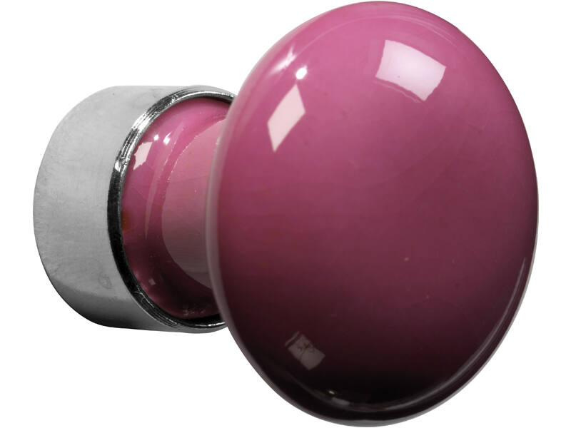 Meubelknop Porselein Paddenstoel 30mm Nikkel/fuchsia