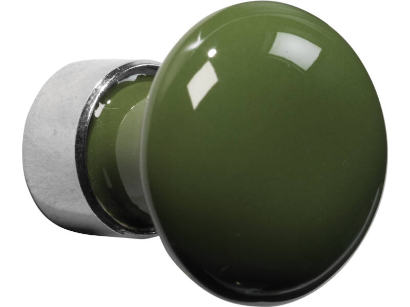 Meubelknop Porselein Paddenstoel 30mm Nikkel/groen