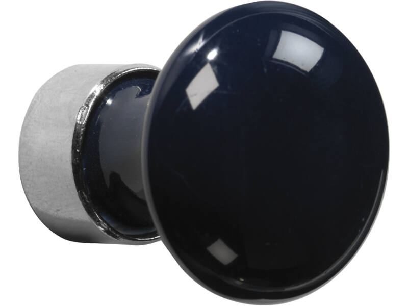 Meubelknop Porselein Paddenstoel 30mm Nikkel/d.blauw