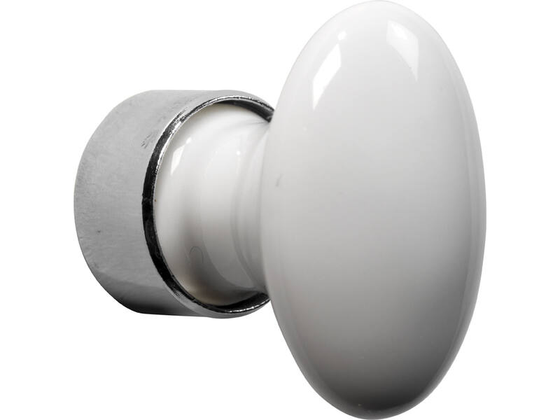 Meubelknop Porselein Ovaal 60mm Wit/Nikkel