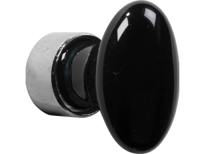 Meubelknop Porselein Ovaal 33mm Zwart/Nikkel
