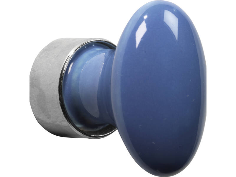 Meubelknop Porselein Ovaal 33mm Nikkel/blauw