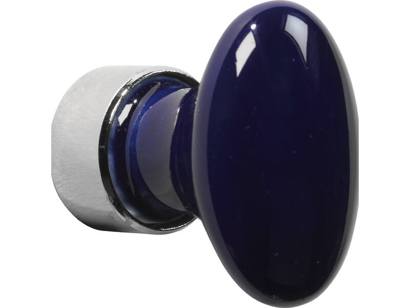 Meubelknop Porselein Ovaal 33mm Nikkel/blauwsevres