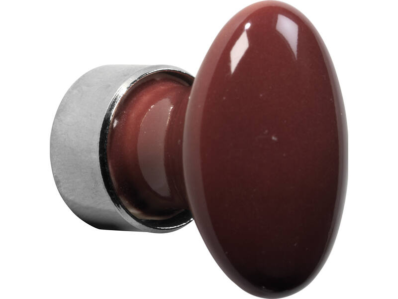 Meubelknop Porselein Ovaal 33mm Nikkel/Bordeaux
