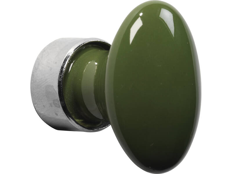 Meubelknop Porselein Ovaal 33mm Nikkel/keizergroen