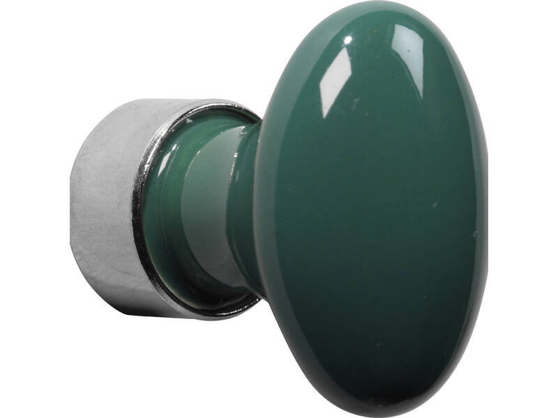 Meubelknop Porselein Ovaal 33mm Nikkel/Tirolgroen