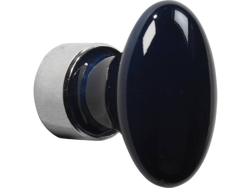 Meubelknop Porselein Ovaal 33mm Nikkel/donkerblauw