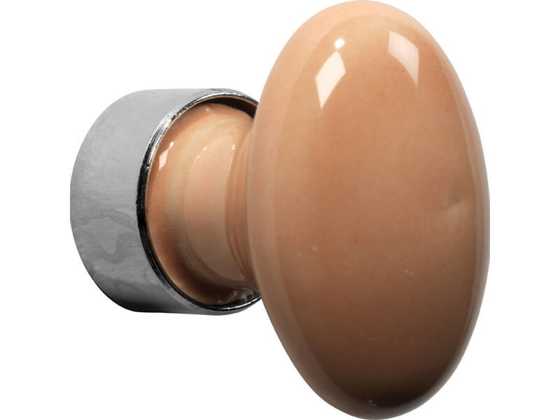 Meubelknop Porselein Ovaal 33mm Nikkel/zalm