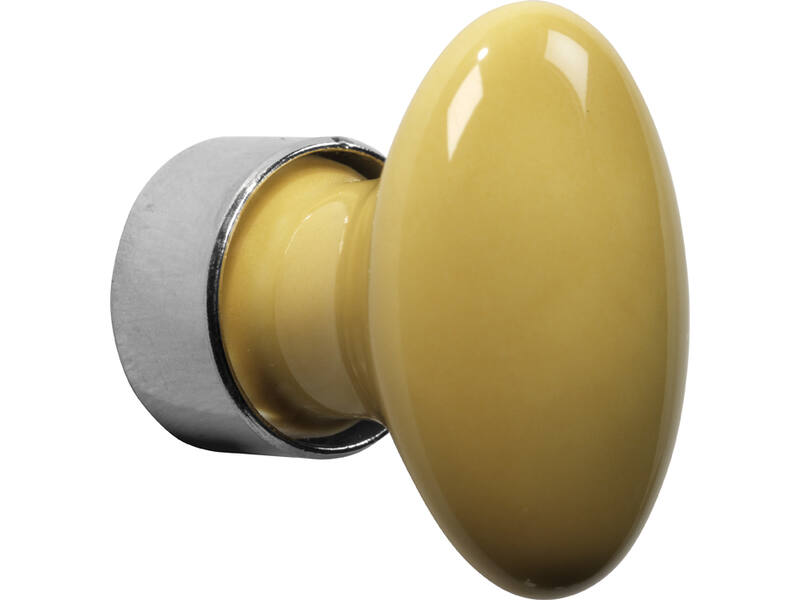 Meubelknop Porselein Ovaal 33mm Nikkel/mosterd
