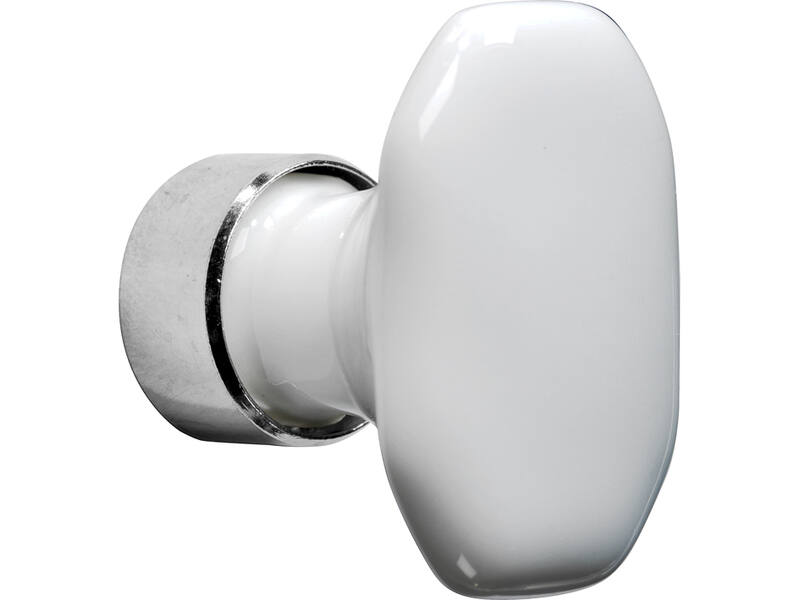 Meubelknop Porselein Ovaal Octo 36mm Wit/Nikkel