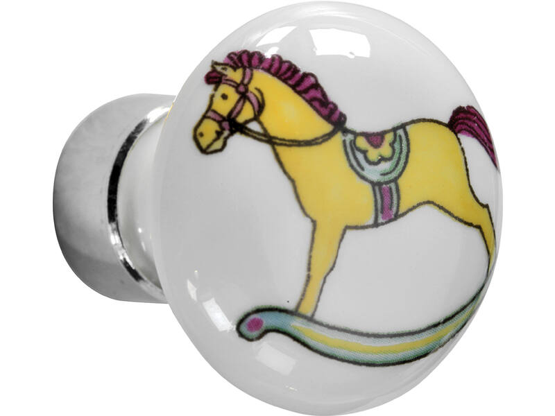 Meubelknop Porselein Paddenstoel 30mm Nikkel/paard