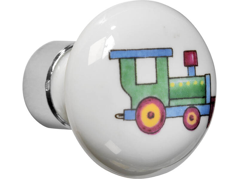 Meubelknop Porselein Paddenstoel 30mm Nikkel/trein