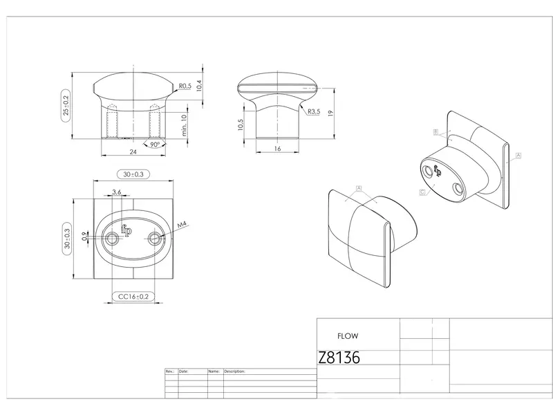 Meubelknop RVS-look Flow 30x30mm