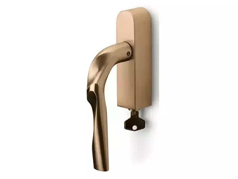Draaikiep raamkruk Links Licht brons PVD Zaha Hadid Eleez ZH100-DKLOCK-O Afsluitbaar