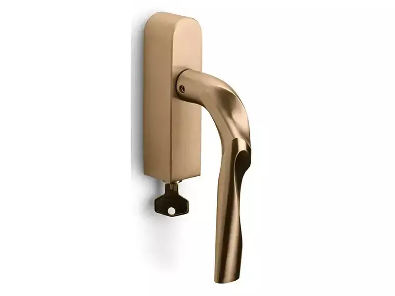 Draaikiep raamkruk Rechts Licht brons PVD Zaha Hadid Eleez ZH100-DKLOCK-O Afsluitbaar