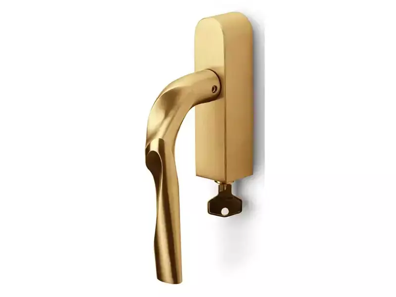 Draaikiep raamkruk Links Mat goud PVD Zaha Hadid Eleez ZH100-DKLOCK-O afsluitbaar