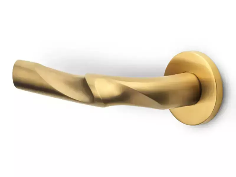 Gatdeel Links Mat goud PVD Zaha Hadid Eleez ZH100-G geveerd op rozet