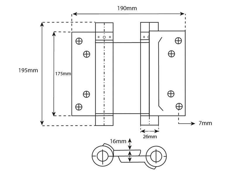Bommerscharnier dubbelwerkend Zilvergrijs gelakt 175mm geschikt voor deurdikte 40-45mm