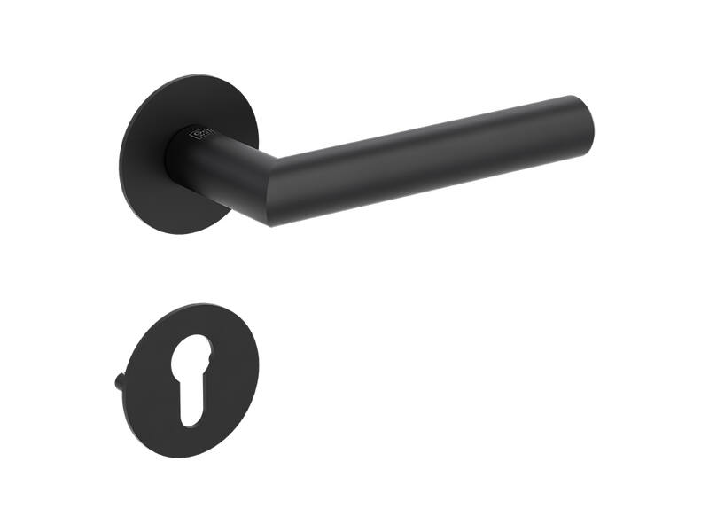 Griffwerk Deurklink Lucia Pattia S Grafietzwart rond vlak rozet + profielcilinderrozetten