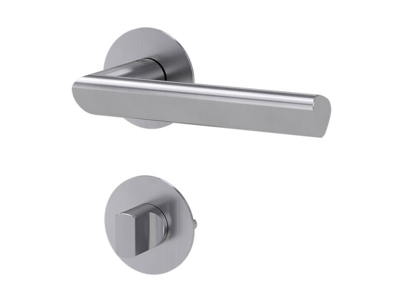 Griffwerk Deurklink TRI 134 Rvs vlakke ronde rozet + toiletsluiting