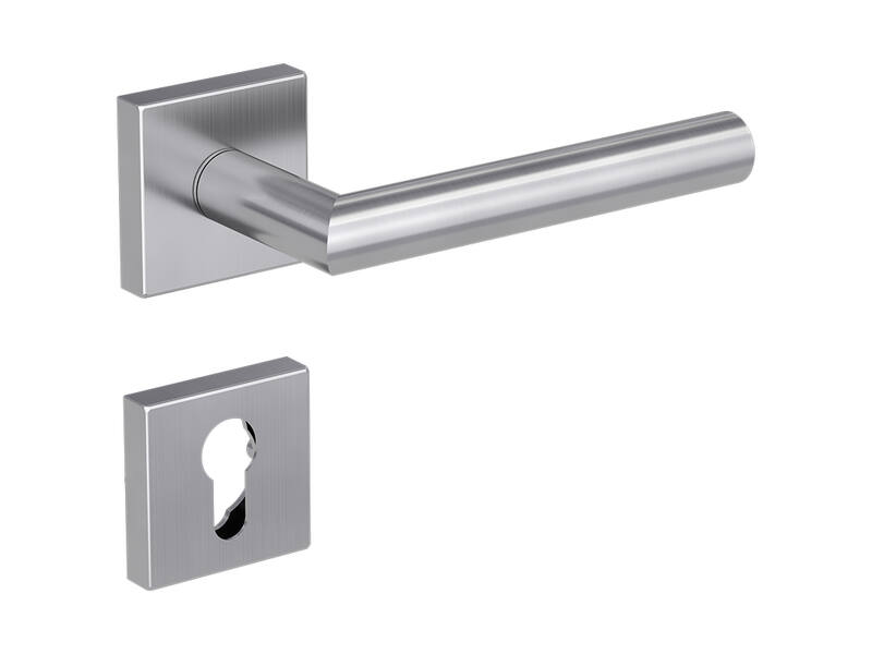 Griffwerk Deurklink Lucia Square Rvs vierkante rozet + profielcilinderrozet