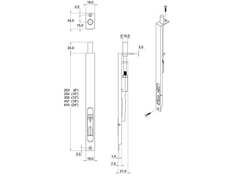 Kantschuif Messing 19 x 457mm