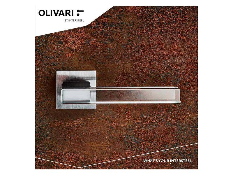 Olivari deurkruk Ice Cube op rozet chroom mat transparant