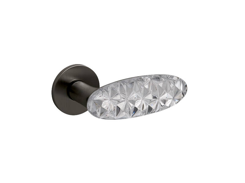 Olivari deurkruk Crystal Diamond op rozet antraciet mat PVD