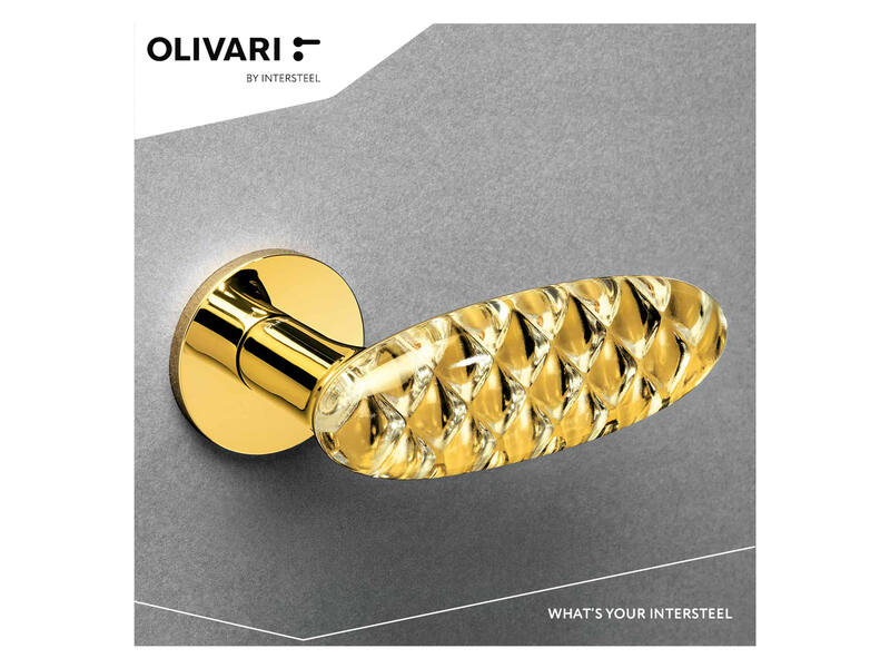 Olivari deurkruk Crystal Diamond op rozet messing PVD