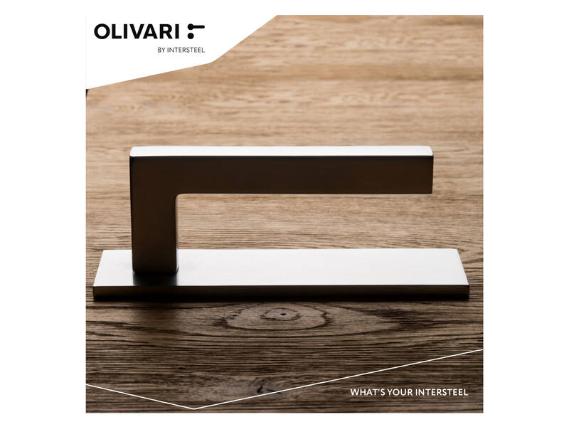 Olivari deurkruk ABC horizontaal schild rvs mat PVD