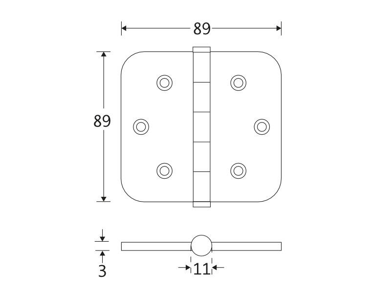 Kogellagerscharnier Nikkel Platkop 89x89mm